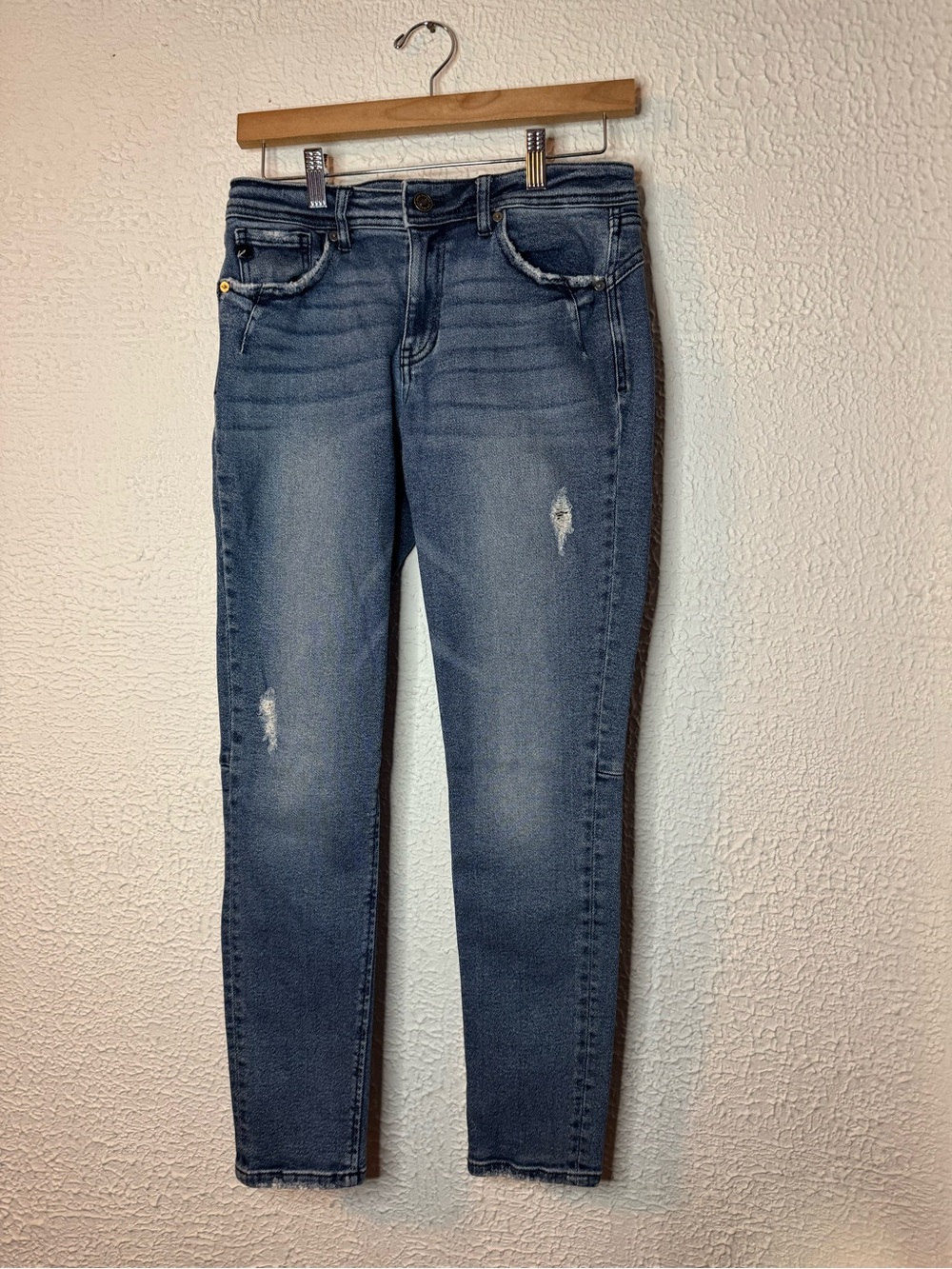 KanCan Dark Wash Skinny Jeans with Subtle Distressing